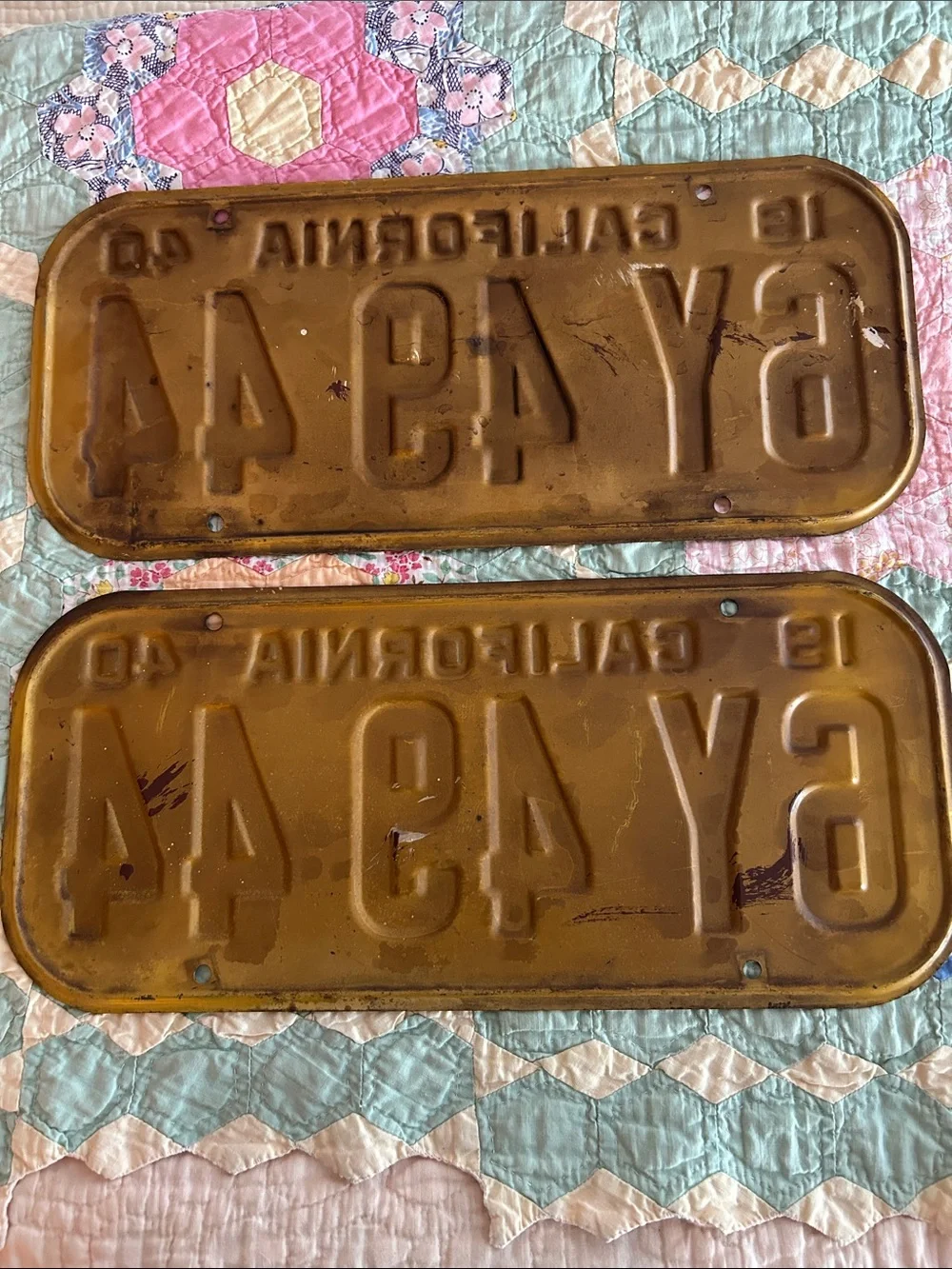 California License Plate Wall Art - Black on Yellow Vintage Set